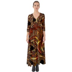 Geometric Art Fractal Abstract Art Button Up Boho Maxi Dress by Ndabl3x