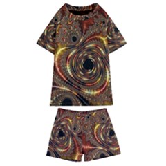 Geometric Art Fractal Abstract Art Kids  Swim Tee And Shorts Set by Ndabl3x