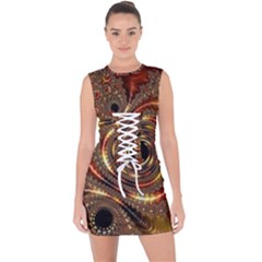 Geometric Art Fractal Abstract Art Lace Up Front Bodycon Dress by Ndabl3x