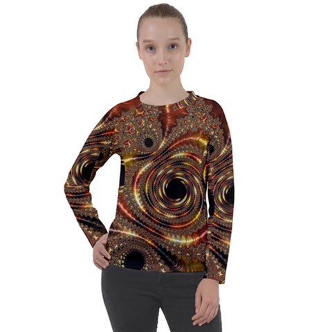 Geometric Art Fractal Abstract Art Women s Long Sleeve Raglan Tee by Ndabl3x