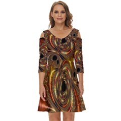 Geometric Art Fractal Abstract Art Shoulder Cut Out Zip Up Dress by Ndabl3x