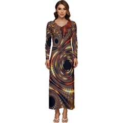 Geometric Art Fractal Abstract Art Long Sleeve Longline Maxi Dress by Ndabl3x