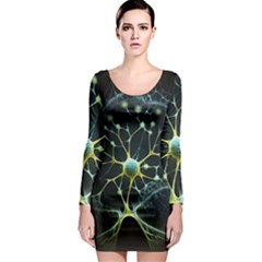 Neuron Network Long Sleeve Bodycon Dress by Ndabl3x