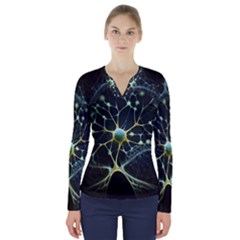 Neuron Network V-neck Long Sleeve Top by Ndabl3x