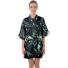 Neuron Network Half Sleeve Satin Kimono  by Ndabl3x