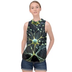 Neuron Network High Neck Satin Top by Ndabl3x