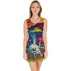 Mushrooms Fungi Psychedelic Bodycon Dress by Ndabl3x