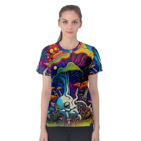 Mushrooms Fungi Psychedelic Women s Sport Mesh Tee by Ndabl3x