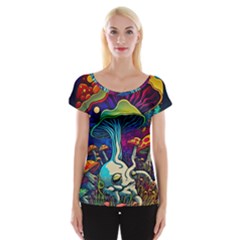 Mushrooms Fungi Psychedelic Cap Sleeve Top by Ndabl3x