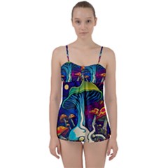 Mushrooms Fungi Psychedelic Babydoll Tankini Set