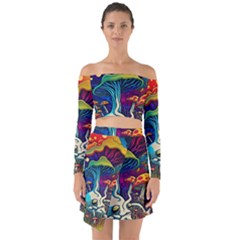 Mushrooms Fungi Psychedelic Off Shoulder Top With Skirt Set by Ndabl3x