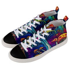 Mushrooms Fungi Psychedelic Men s Mid-top Canvas Sneakers by Ndabl3x