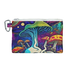 Mushrooms Fungi Psychedelic Canvas Cosmetic Bag (medium) by Ndabl3x