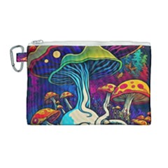 Mushrooms Fungi Psychedelic Canvas Cosmetic Bag (large) by Ndabl3x