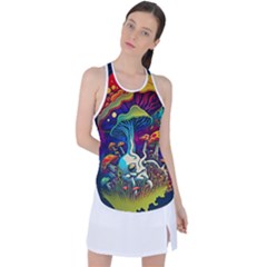 Mushrooms Fungi Psychedelic Racer Back Mesh Tank Top by Ndabl3x