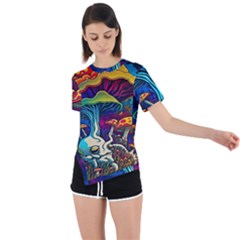 Mushrooms Fungi Psychedelic Asymmetrical Short Sleeve Sports Tee by Ndabl3x