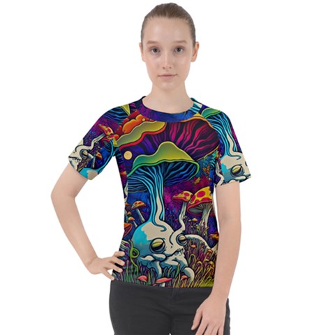 Mushrooms Fungi Psychedelic Women s Sport Raglan Tee by Ndabl3x