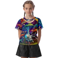 Mushrooms Fungi Psychedelic Kids  Front Cut Tee by Ndabl3x