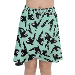 Orca Killer Whale Fish Chiffon Wrap Front Skirt by Ndabl3x