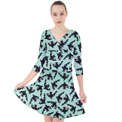 Orca Killer Whale Fish Quarter Sleeve Front Wrap Dress by Ndabl3x