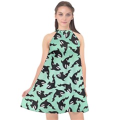 Orca Killer Whale Fish Halter Neckline Chiffon Dress  by Ndabl3x