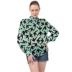 Orca Killer Whale Fish High Neck Long Sleeve Chiffon Top by Ndabl3x