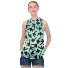 Orca Killer Whale Fish High Neck Satin Top by Ndabl3x