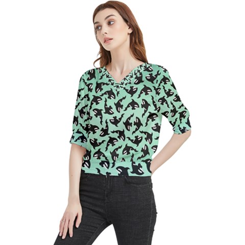 Orca Killer Whale Fish Quarter Sleeve Blouse by Ndabl3x