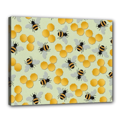 Honey Bee Bees Pattern Canvas 20  X 16  (stretched) by Ndabl3x