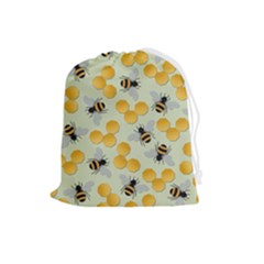 Honey Bee Bees Pattern Drawstring Pouch (large) by Ndabl3x