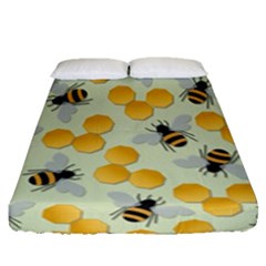 Honey Bee Bees Pattern Fitted Sheet (queen Size) by Ndabl3x