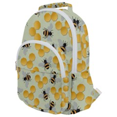 Honey Bee Bees Pattern Rounded Multi Pocket Backpack by Ndabl3x