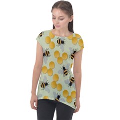 Honey Bee Bees Pattern Cap Sleeve High Low Top by Ndabl3x