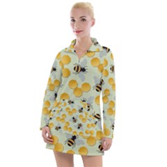 Honey Bee Bees Pattern Women s Long Sleeve Casual Dress by Ndabl3x