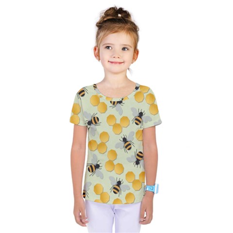 Honey Bee Bees Pattern Kids  One Piece Tee by Ndabl3x