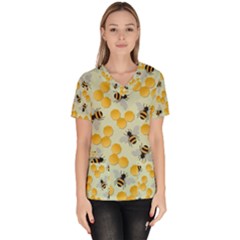 Honey Bee Bees Pattern Women s V-neck Scrub Top by Ndabl3x