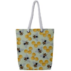 Honey Bee Bees Pattern Full Print Rope Handle Tote (small) by Ndabl3x