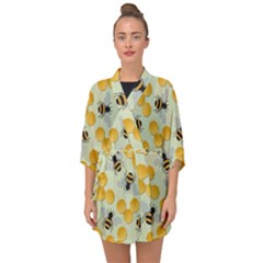 Honey Bee Bees Pattern Half Sleeve Chiffon Kimono by Ndabl3x