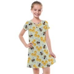 Honey Bee Bees Pattern Kids  Cross Web Dress by Ndabl3x