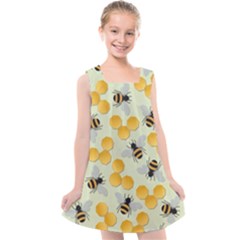 Honey Bee Bees Pattern Kids  Cross Back Dress by Ndabl3x