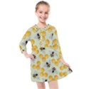 Honey Bee Bees Pattern Kids  Quarter Sleeve Shirt Dress View1