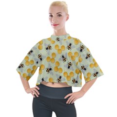 Honey Bee Bees Pattern Mock Neck Tee by Ndabl3x