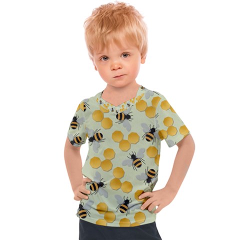 Honey Bee Bees Pattern Kids  Sports Tee by Ndabl3x