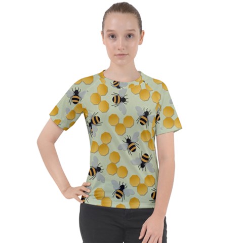 Honey Bee Bees Pattern Women s Sport Raglan Tee by Ndabl3x