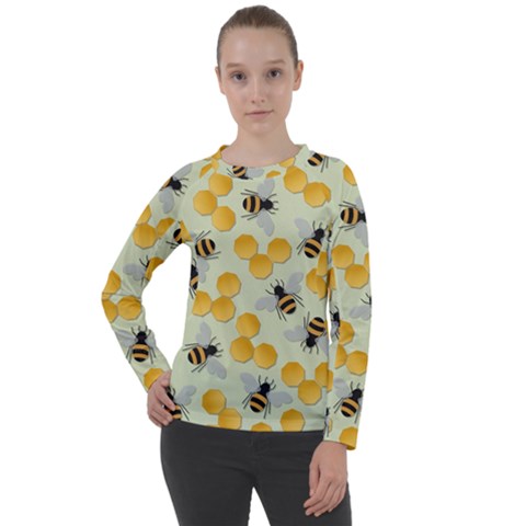 Honey Bee Bees Pattern Women s Long Sleeve Raglan Tee by Ndabl3x