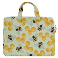 Honey Bee Bees Pattern Macbook Pro 13  Double Pocket Laptop Bag by Ndabl3x