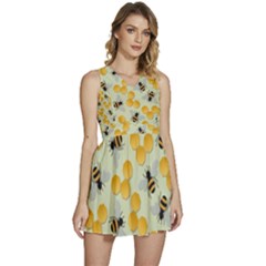 Honey Bee Bees Pattern Sleeveless High Waist Mini Dress by Ndabl3x