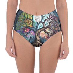 Tree Colourful Reversible High-waist Bikini Bottoms by Ndabl3x