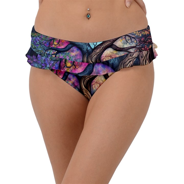 Tree Colourful Frill Bikini Bottoms