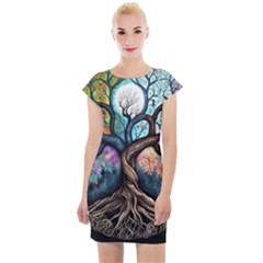 Tree Colourful Cap Sleeve Bodycon Dress by Ndabl3x